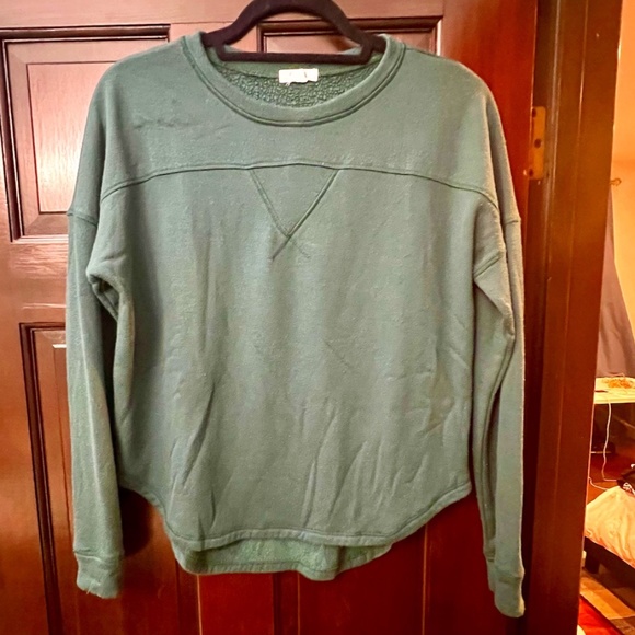 LNA LONG SLEEVE CREWNECK SWEATER, SIZE SMALL, FOREST GREEN - Picture 1 of 6